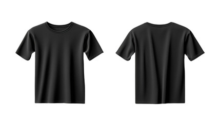 Black t-shirt mockup showcasing the front and back designs against a dark background