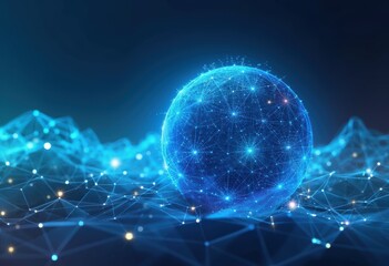 Obraz premium Futuristic digital globe surrounded by a network of glowing connections