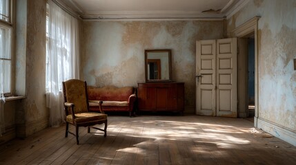 A Glimpse into a Forgotten, Derelict Living Room