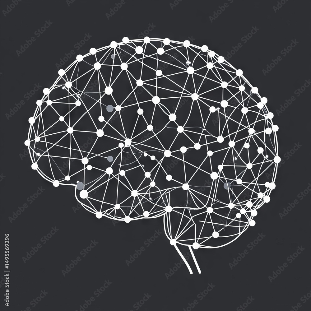 Aufkleber artificial intelligence system of brain with interconnected networks