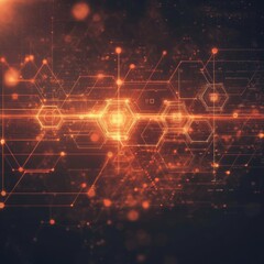 Fototapeta premium An abstract digital image of a firewall with a pattern of glowing hexagonal shapes