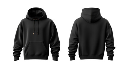 Detailed studio showcase of a modern and versatile black hooded sweatshirt