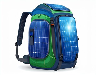 Naklejka premium A modern solar-powered backpack featuring a sleek design and efficient energy use.