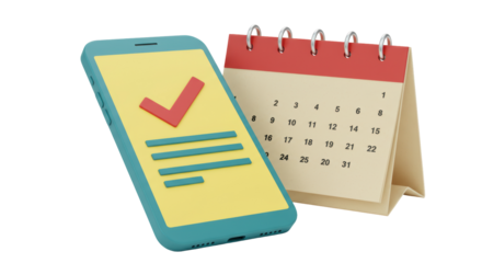 Isolated Calendar and Smartphone