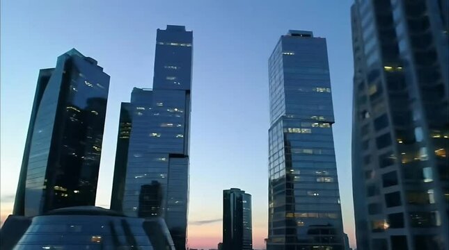 Business Towers: Time-Lapse Drone Shot, Moving Shadows