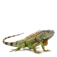 Obraz premium Chameleon on Branch Isolated on Pure White Background – Bright Colors and Full Body