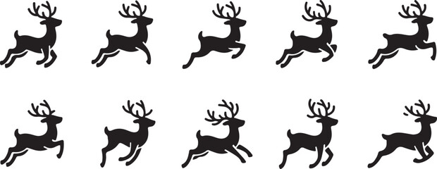 Twelve Leaping Reindeer Silhouettes Christmas Design