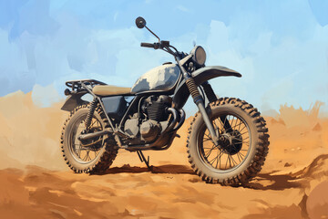 Red sport motorcycle on a desert road