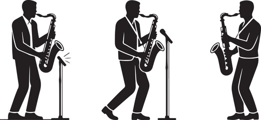Saxophone Player Silhouettes Performing Jazz Music