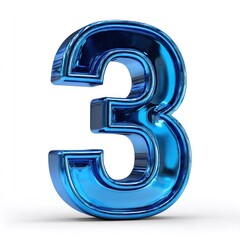 Bold, glossy blue number three