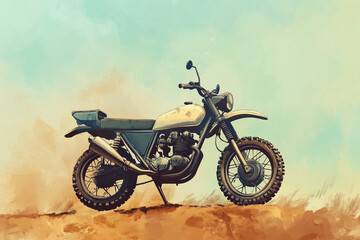 Vintage motorbikes on the road and beach for a fast ride