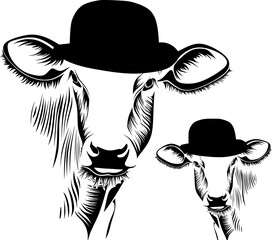 Cows with hat
