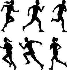 Silhouette of runners