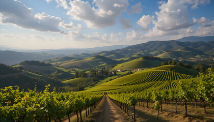 Naklejka premium Experience stunning vineyard landscapes in the Priorat wine region, Catalonia. Located in the province of Tarragona, it captivates with its beauty