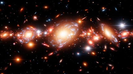 Fototapeta premium Magnificent cosmic panorama, a collection of galaxies shining brightly across the universe