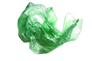 Fototapeta premium Green plastic bag texture recycle waste garbage rubbish polyethylene packaging material isolated on transparent background