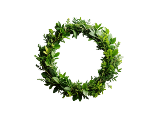 Exquisite green wreath, a stunning display of leaves and flowers for decoration beautiful
