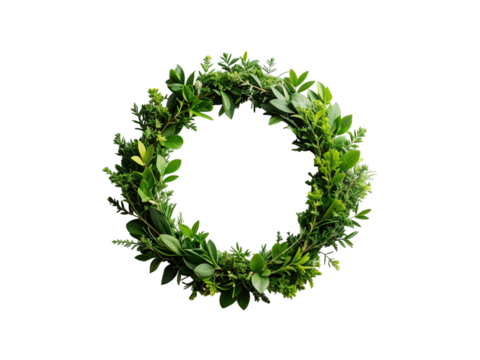 Exquisite green wreath, a stunning display of leaves and flowers for decoration beautiful