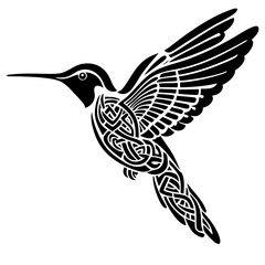 Black Hummingbird SVG Celtic Knot Vector Outline