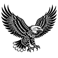 Black Eagle Vector Graphic Detailed Outline SVG
