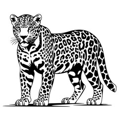 Leopard Black and White Vector Outline SVG