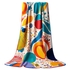 Retro Beach Towel with Giant Vintage Patterns Isolated on Transparent Background