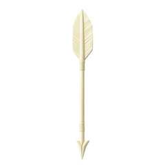 Sleek Arrow with a Minimalist Finish in Pure Ivory Isolated on Transparent Background