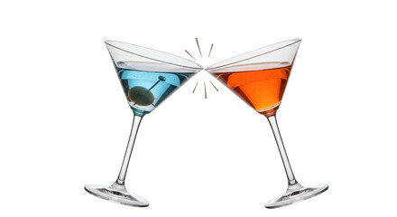 Isolated Toasting Cocktail Glasses