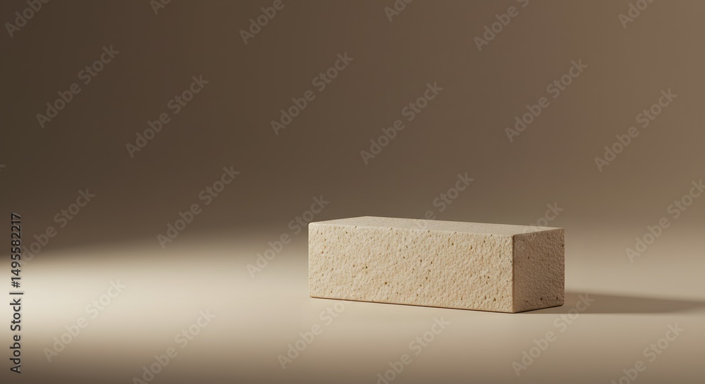 Aufkleber beige minimalist product display platform elegant stone-like rectangular block on neutral background