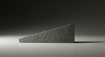 Abstract Gray Triangular Sculpture Textured Stone-like 3D Render