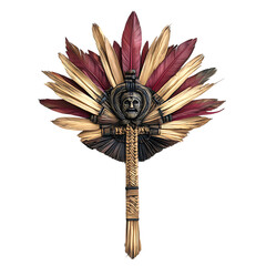 A Woven Palm Arrow with Mayan Death Gods Underworld Isolated on Transparent Background