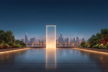 Glowing doorway doorway symbolism with surreal glowing doorway symbolism in ambient space for emotional visual storytelling. 