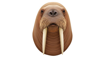 Isolated Walrus Head Close-Up