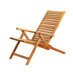 Contemporary Reclining Wooden Beach Chair Isolated on Transparent Background