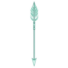 Minimalistic Green Arrow with Elegant Outlines Isolated on Transparent Background