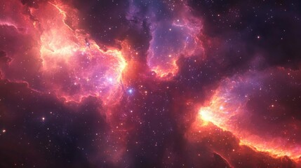 Obraz premium Red Orange Nebula Space Background Cosmic Stars