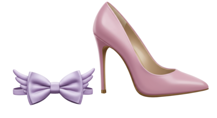 Isolated High Heel Shoe and Bow Tie
