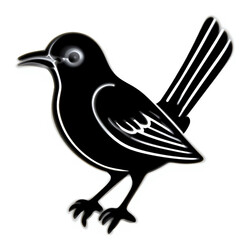 Black Bird Silhouette Icon, Vector Illustration of a Perched Bird with Tail Feathers, Minimalist Nature Symbol, Wildlife Graphic for Design