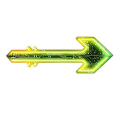 Futuristic Arrow with Digital Accents in Neon Chart Isolated on Transparent Background