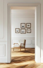 Elegant living room with wooden floor and chair