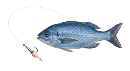 Isolated Sea Bream Fish with Fishing Lure