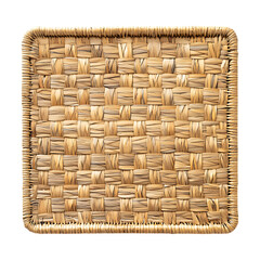 Minimalist Woven Straw Beach Mat Isolated on Transparent Background