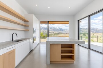 Fototapeta premium Modern kitchen with mountain views (3)