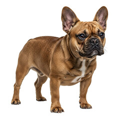 Fototapeta premium Photo of French Bulldog Standing with Ears Up Isolated on White Background – Realistic Texture, Professional Lighting