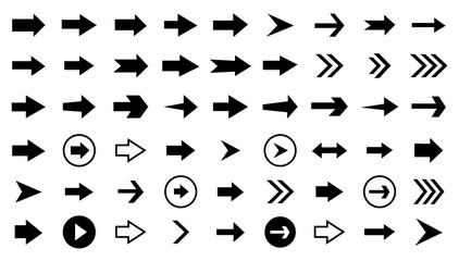 Set of arrow icon. Collection black arrows directional arrow vector icon. Simple arrow set on white background, Vector illustration.