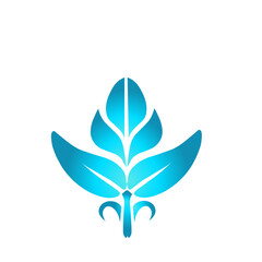 Stylized botanical symbol in radiant turquoise, a beacon against the dark expanse