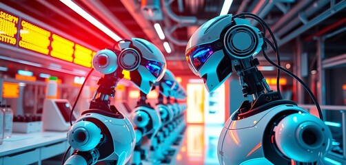 Automated gene editing robots in futuristic lab, precise CRISPR technology, futuristic lab, instruments