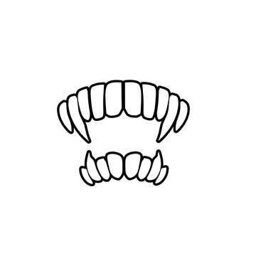 Monochromatic representation showcasing a set of menacing canines illustration