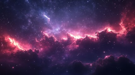 Cosmic Nebula with Vibrant Red and Pink Hues