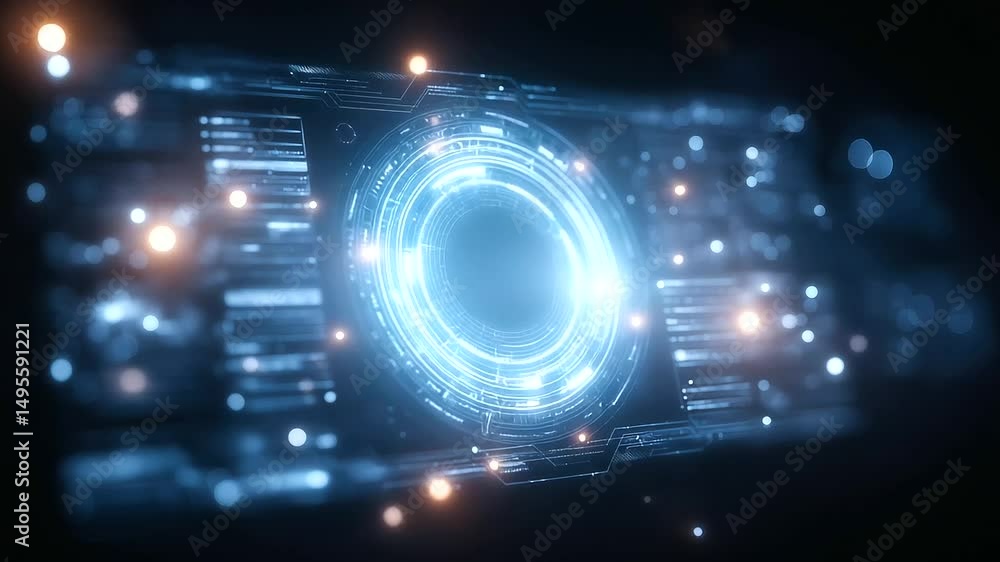 Poster cutting-edge digital interface showcasing futuristic content creation tools and technology.